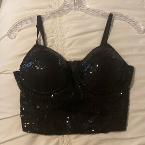 Black sequin corset style top